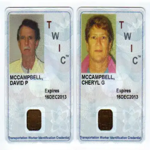 Truck driver completing TWIC card application process