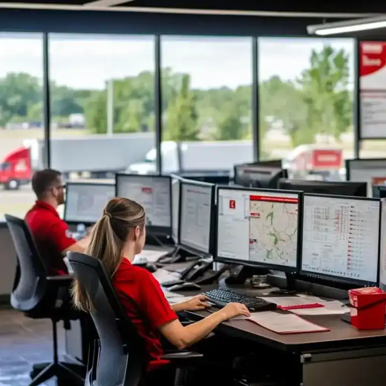 Hotshot dispatch service center coordinating fast freight loads for owner-operators